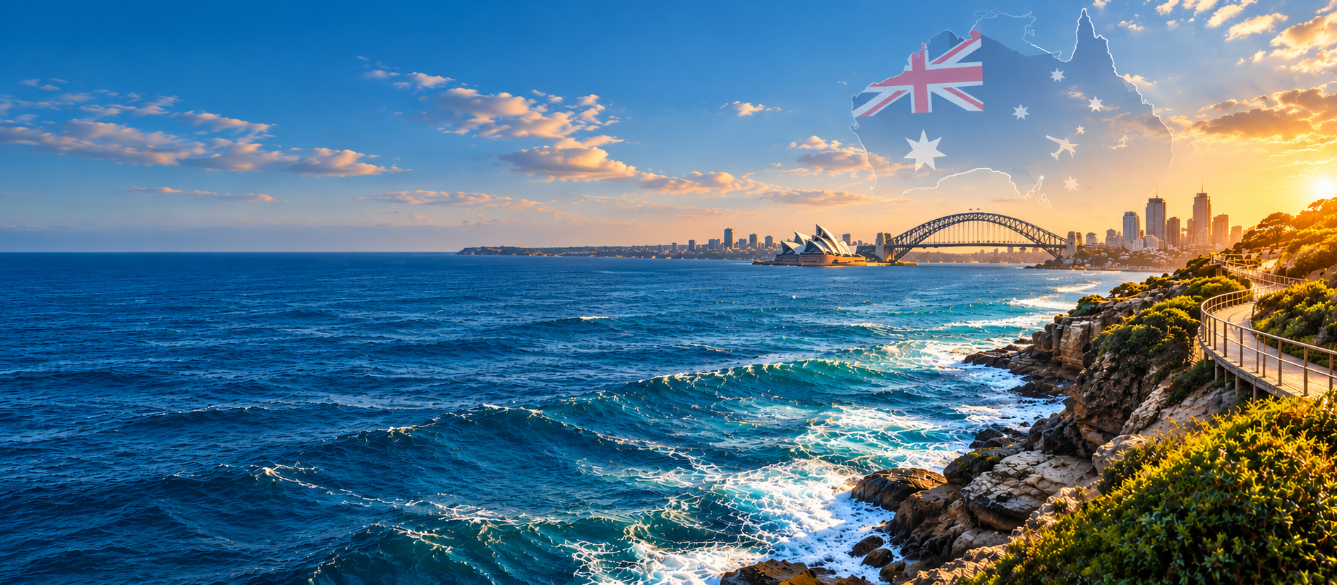 A coastal pathway along Australia's sandstone cliffs and open ocean